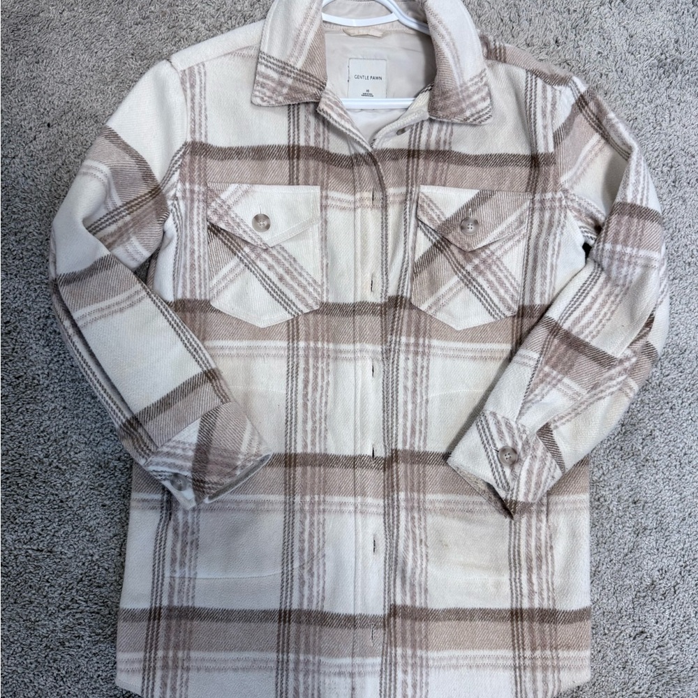 Gentle Fawn Cream and Brown Plaid Pea Coat